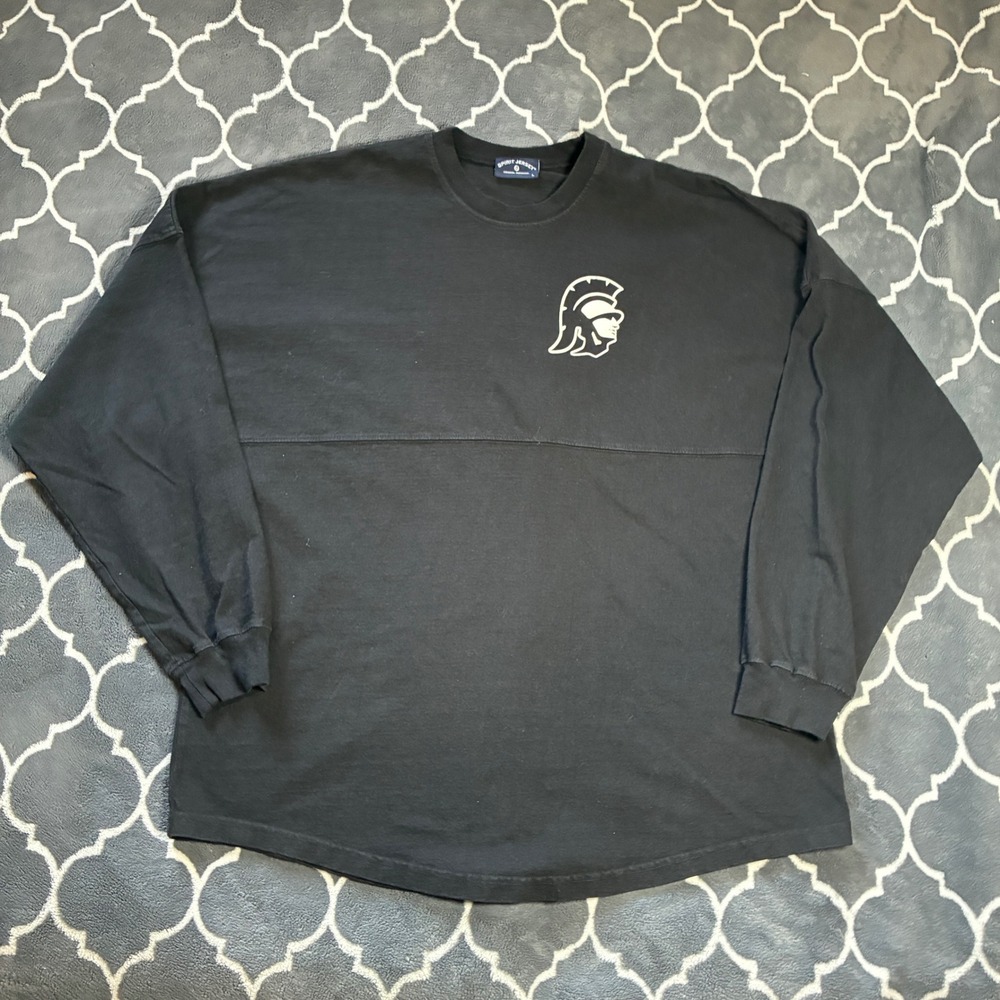 Spirit Jersey USC Trojans Shirt Mens Large Black Long Sleeve Fight On Puff Print